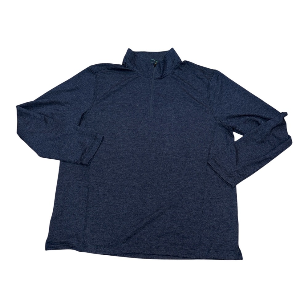 Orvis Classic Collection Mens XL Navy Blue Heather Quarter Zip Pullover Sweater